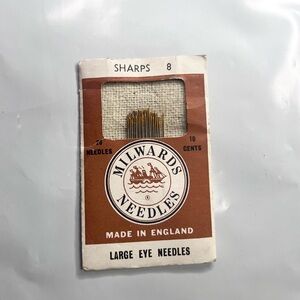 Vintage Milwards needle kit, made in England, Large Eyes